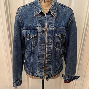 Levis Vintage Flannel Blue Denim Jacket size 40